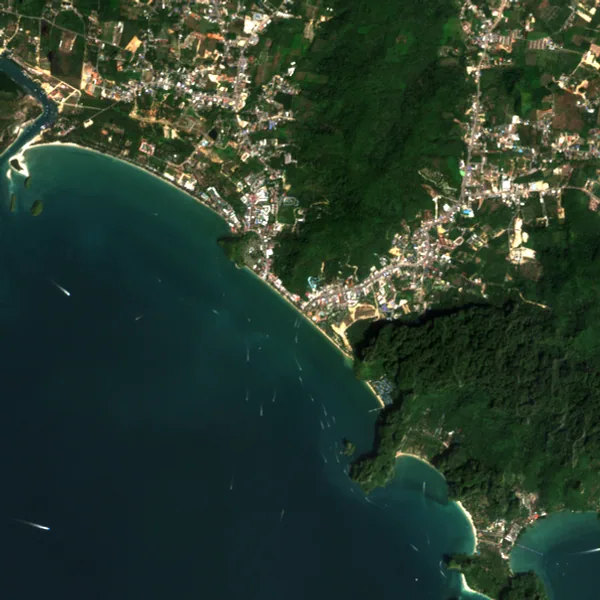 ภาพสีจริง Sentinel-2 ของอ่าวนาง กระบี่ Feb 16, 2018