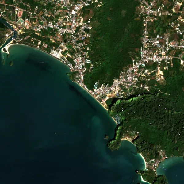 ภาพสีจริง Sentinel-2 ของอ่าวนาง กระบี่ Feb 15, 2021