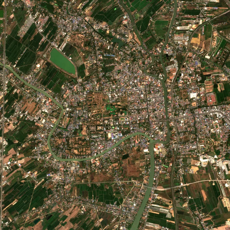 ภาพสีจริง Sentinel-2 ของพระนครศรีอยุธยา Feb 5, 2021