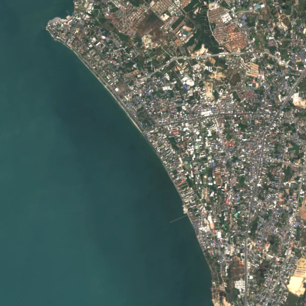 ภาพสีจริง Sentinel-2 ของบางแสน ชลบุรี Feb 6, 2018