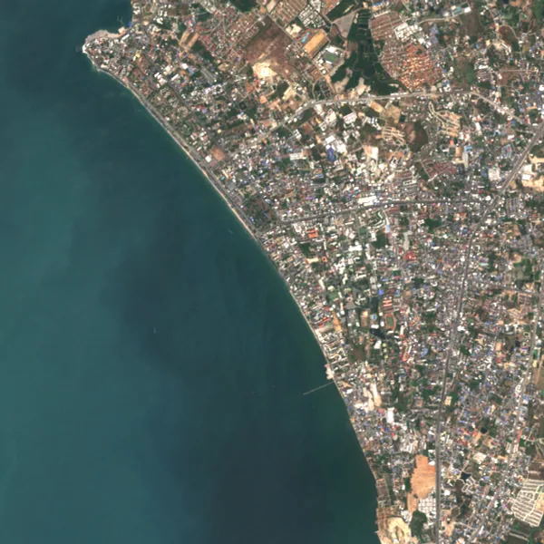 ภาพสีจริง Sentinel-2 ของบางแสน ชลบุรี Feb 20, 2021