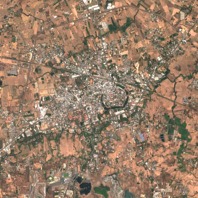 ภาพสีจริง Sentinel-2 ของบุรีรัมย์ Feb 23, 2020