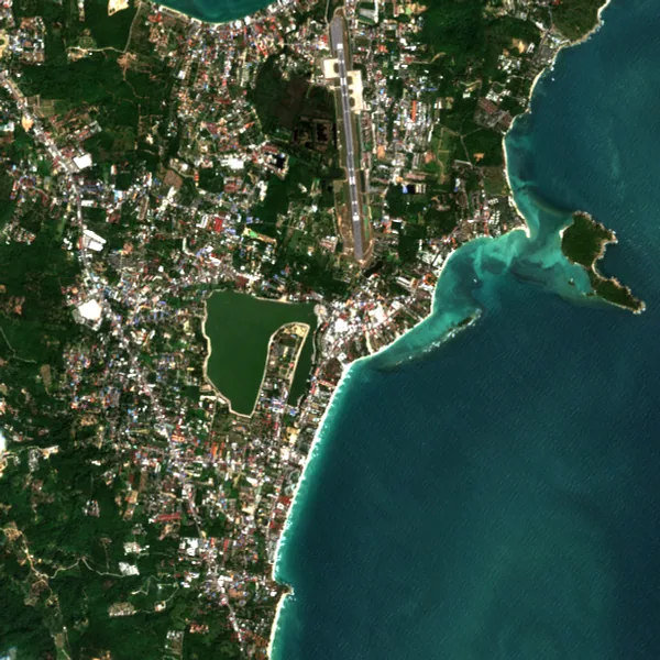 ภาพสีจริง Sentinel-2 ของเฉวง เกาะสมุย สุราษฎร์ธานี Jan 16, 2022