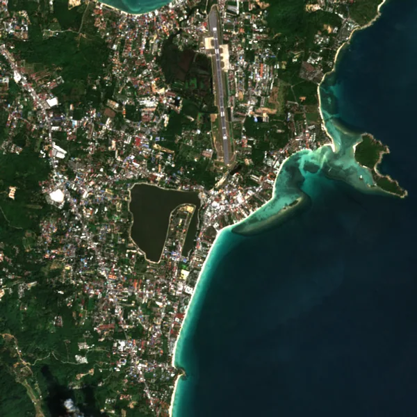 ภาพสีจริง Sentinel-2 ของเฉวง เกาะสมุย สุราษฎร์ธานี Jan 16, 2023