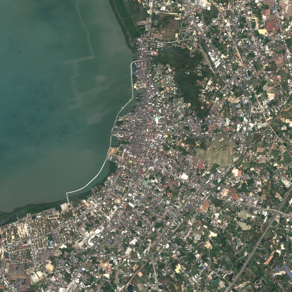 ภาพสีจริง Sentinel-2 ของชลบุรี Feb 6, 2018
