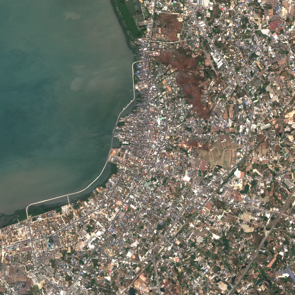 ภาพสีจริง Sentinel-2 ของชลบุรี Feb 20, 2021