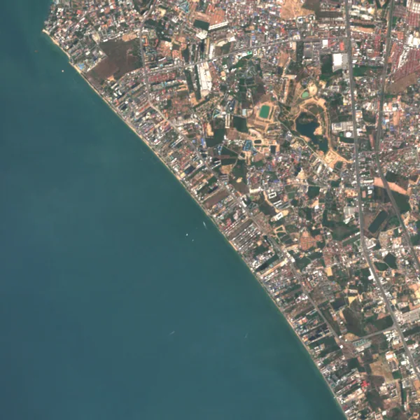 ภาพสีจริง Sentinel-2 ของจอมเทียน ชลบุรี Feb 20, 2021