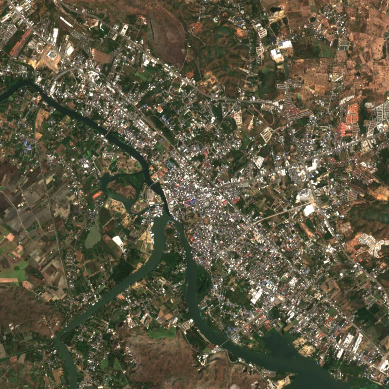 ภาพสีจริง Sentinel-2 ของกาญจนบุรี Feb 8, 2023