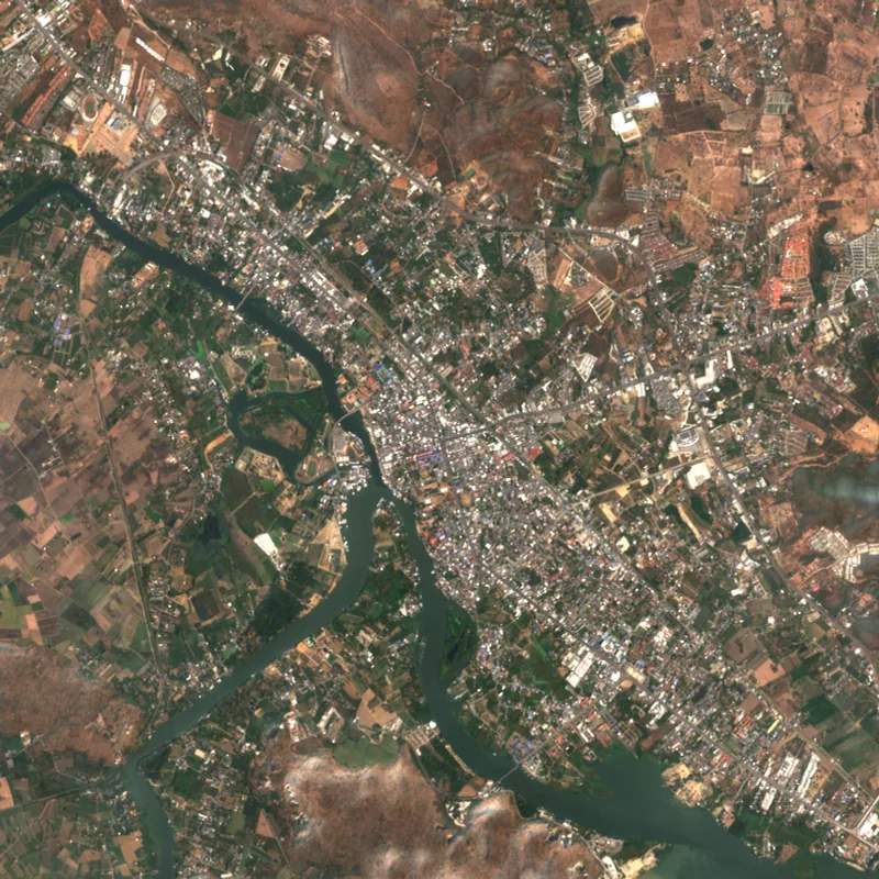 ภาพสีจริง Sentinel-2 ของกาญจนบุรี Feb 8, 2024
