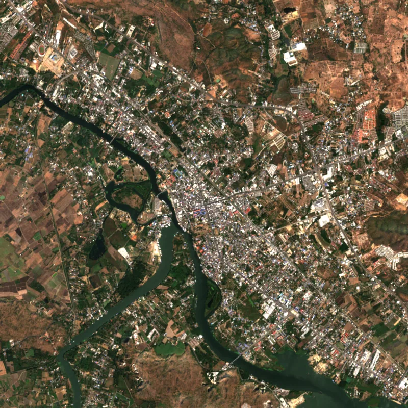 ภาพสีจริง Sentinel-2 ของกาญจนบุรี Jan 13, 2025
