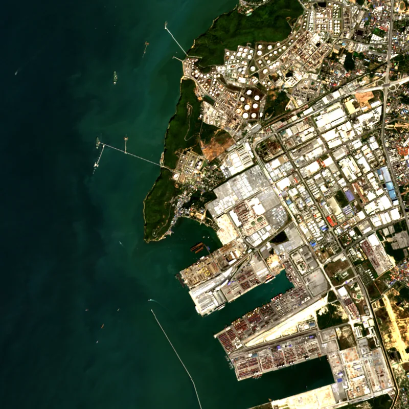 Sentinel-2 true-colour image of Laem Chabang Port, Chon Buri, 27 Jan 2017