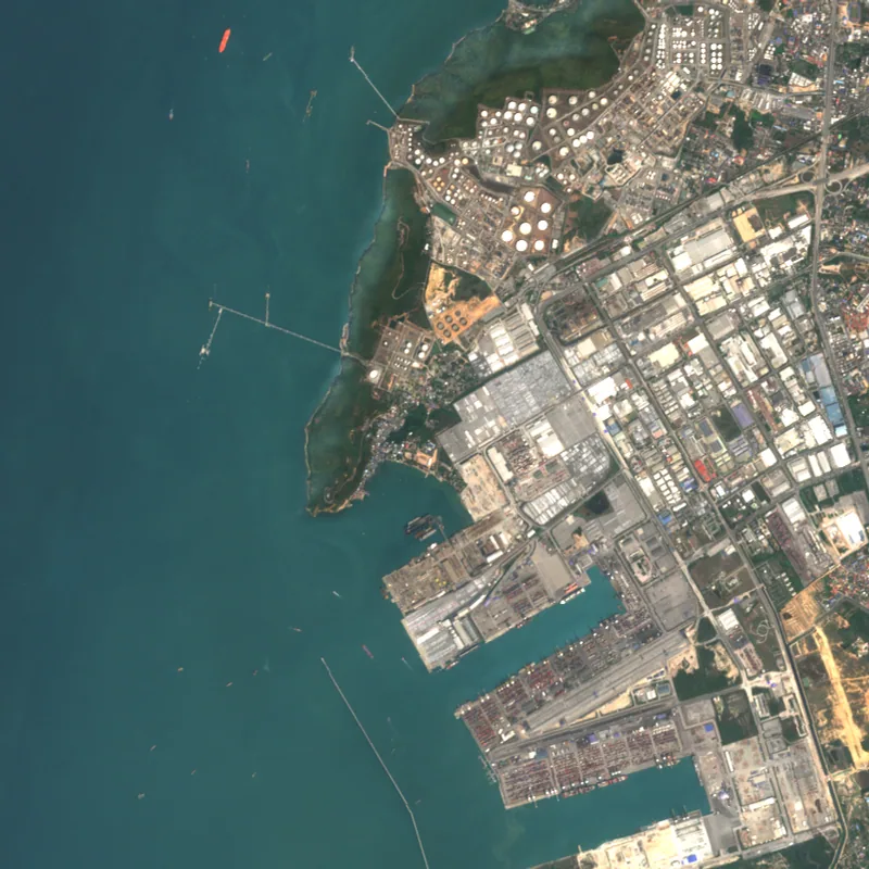 Sentinel-2 true-colour image of Laem Chabang Port, Chon Buri, 6 Feb 2018
