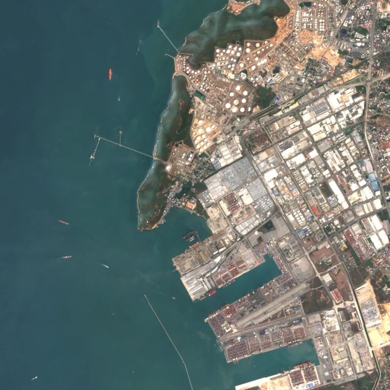 Sentinel-2 true-colour image of Laem Chabang Port, Chon Buri, 20 Feb 2021