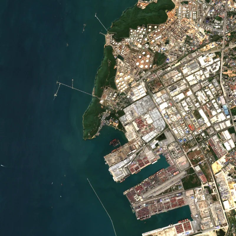 Sentinel-2 true-colour image of Laem Chabang Port, Chon Buri, 12 Dec 2021