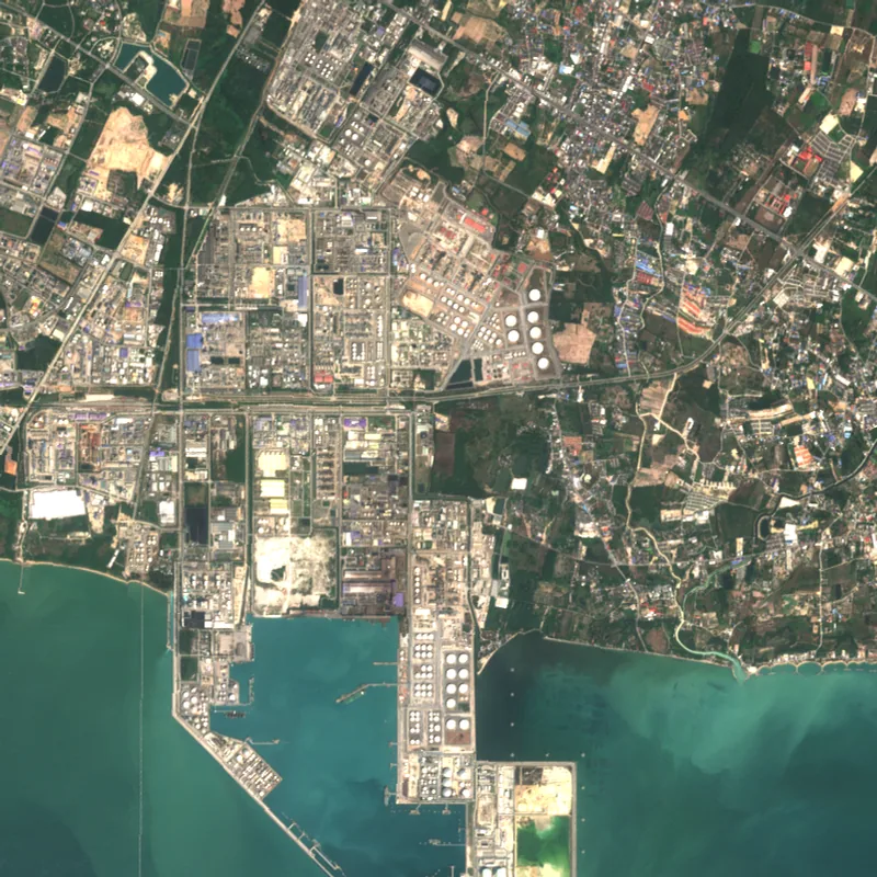 ภาพสีจริง Sentinel-2 ของมาบตาพุด ระยอง Feb 6, 2018