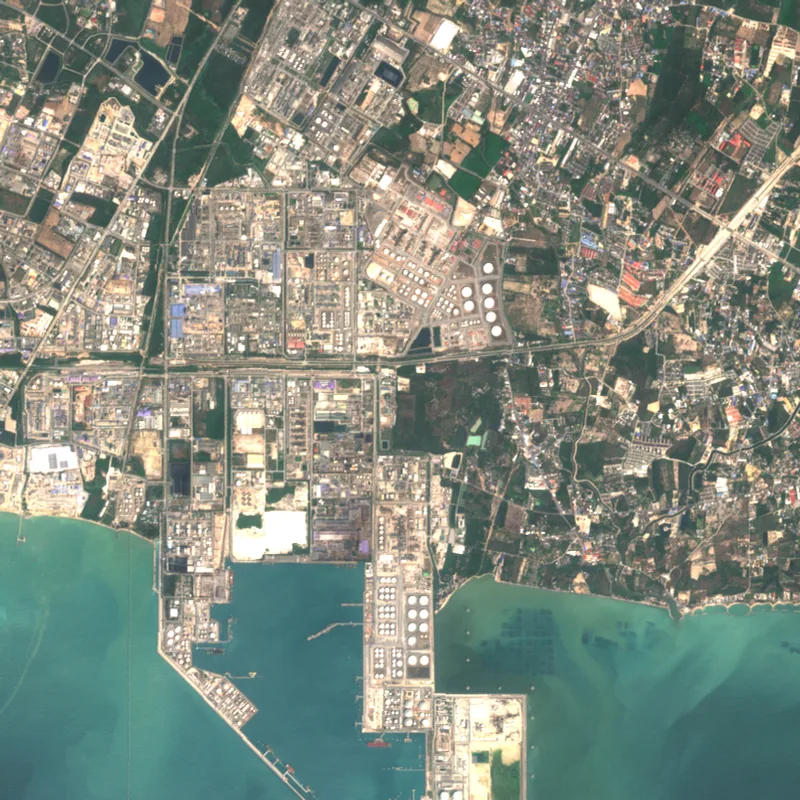 ภาพสีจริง Sentinel-2 ของมาบตาพุด ระยอง Feb 20, 2021