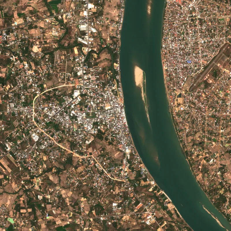 ภาพสีจริง Sentinel-2 ของมุกดาหาร Feb 22, 2021
