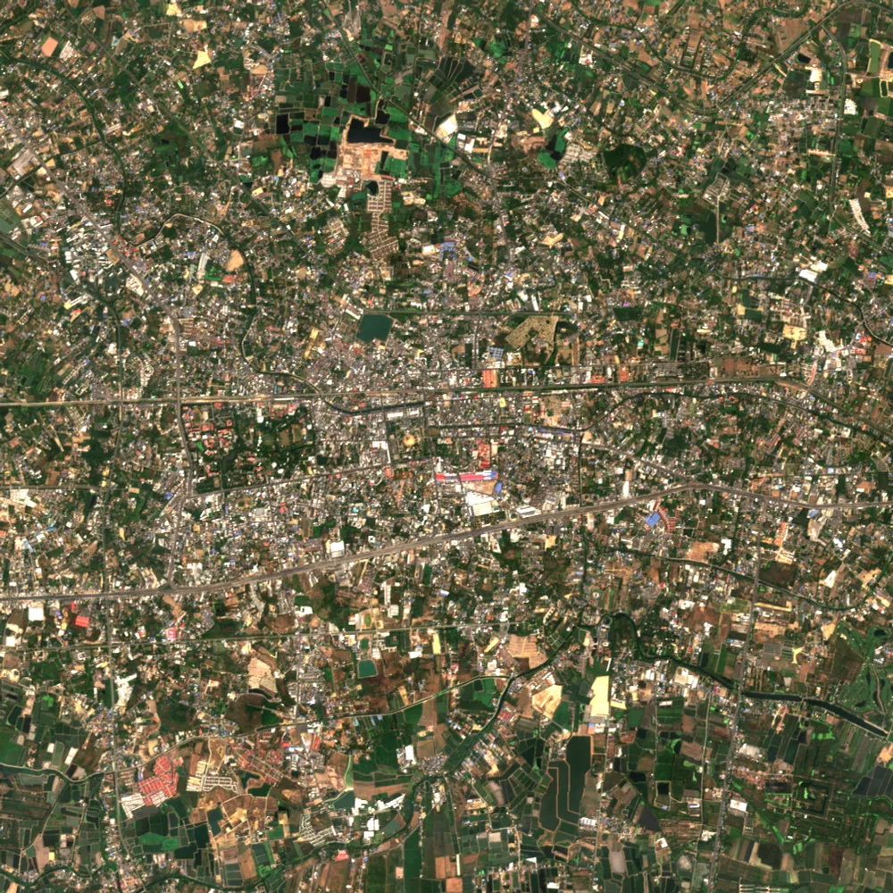 ภาพสีจริง Sentinel-2 ของนครปฐม Feb 21, 2020