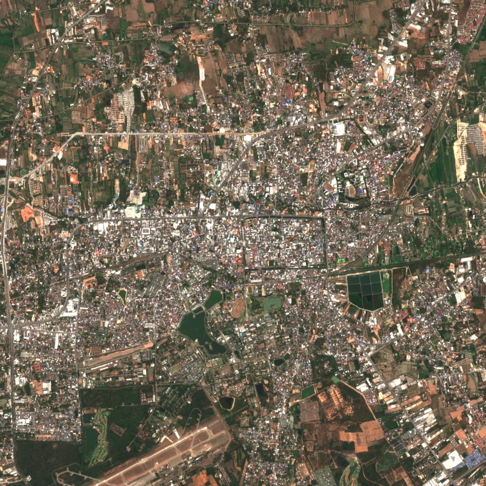 ภาพสีจริง Sentinel-2 ของนครราชสีมา Feb 20, 2021