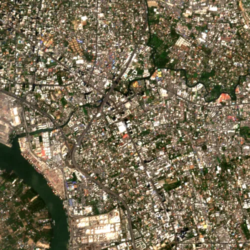 ภาพสีจริง Sentinel-2 ของอ่อนนุช กรุงเทพมหานคร Feb 21, 2020