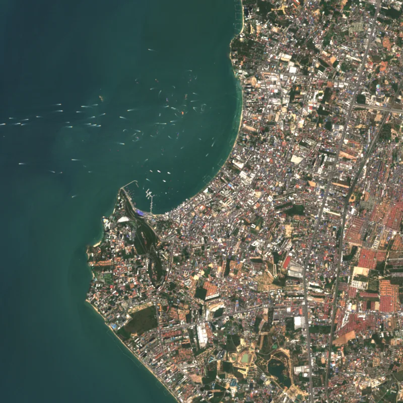 ภาพสีจริง Sentinel-2 ของพัทยา ชลบุรี Feb 16, 2018
