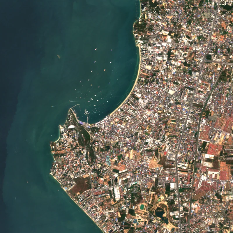 ภาพสีจริง Sentinel-2 ของพัทยา ชลบุรี Feb 20, 2021