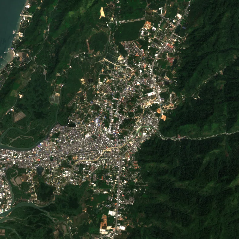 ภาพสีจริง Sentinel-2 ของระนอง Feb 9, 2018