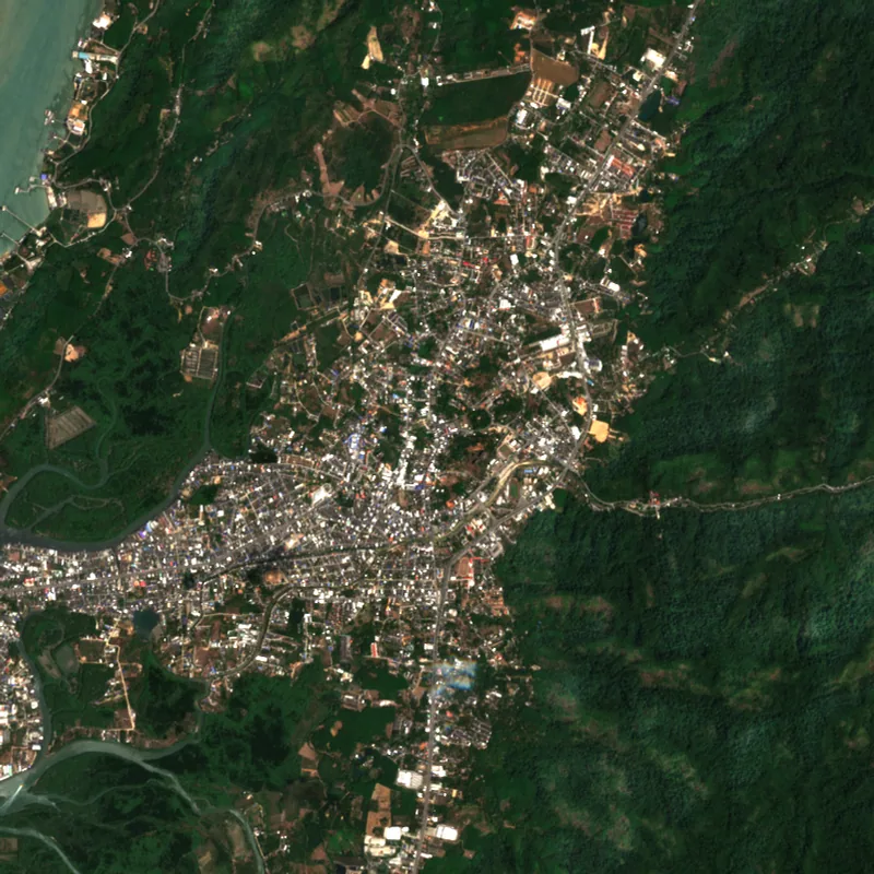 ภาพสีจริง Sentinel-2 ของระนอง Feb 29, 2020