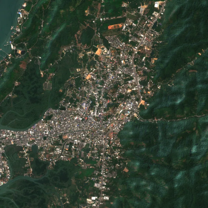 ภาพสีจริง Sentinel-2 ของระนอง Feb 8, 2024
