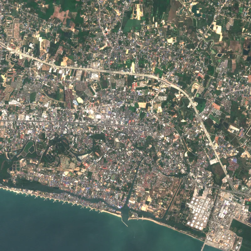 ภาพสีจริง Sentinel-2 ของระยอง Feb 20, 2021