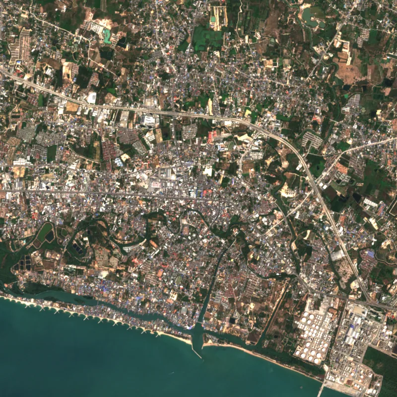 ภาพสีจริง Sentinel-2 ของระยอง Feb 9, 2025