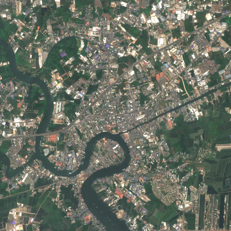 ภาพสีจริง Sentinel-2 ของสมุทรสาคร Feb 6, 2018