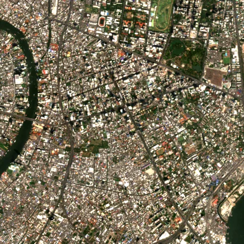 ภาพสีจริง Sentinel-2 ของสาทร กรุงเทพมหานคร Feb 21, 2020
