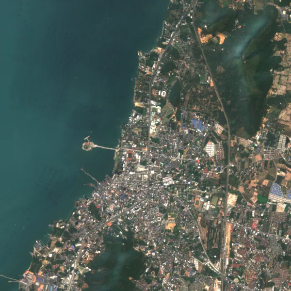 ภาพสีจริง Sentinel-2 ของศรีราชา ชลบุรี Feb 6, 2018