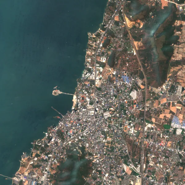 ภาพสีจริง Sentinel-2 ของศรีราชา ชลบุรี Feb 20, 2021