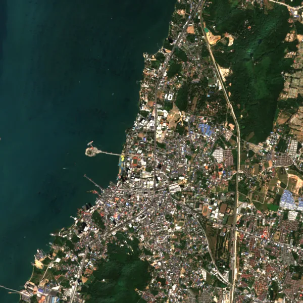 ภาพสีจริง Sentinel-2 ของศรีราชา ชลบุรี Dec 12, 2021