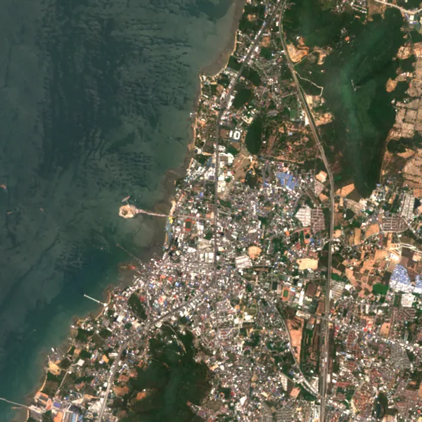 ภาพสีจริง Sentinel-2 ของศรีราชา ชลบุรี Apr 21, 2023