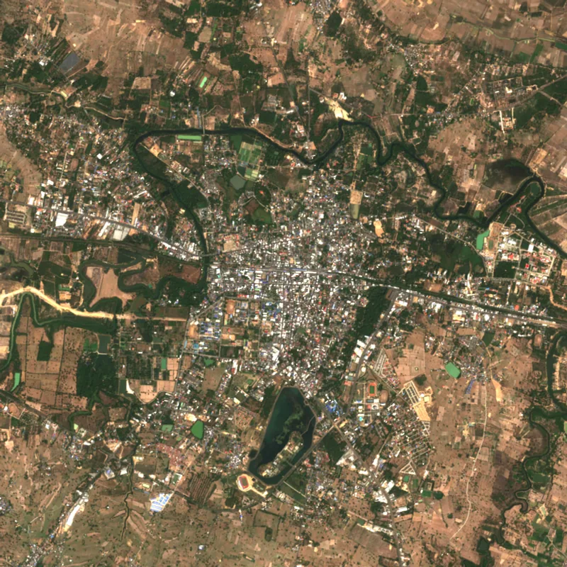 ภาพสีจริง Sentinel-2 ของศรีสะเกษ Feb 13, 2017