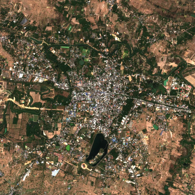 ภาพสีจริง Sentinel-2 ของศรีสะเกษ Jan 4, 2018