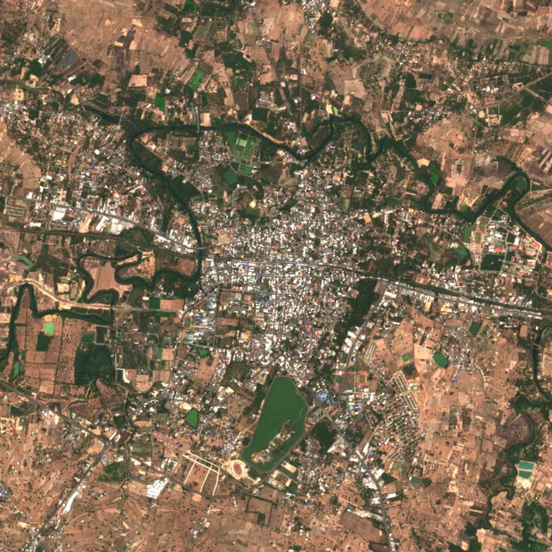 ภาพสีจริง Sentinel-2 ของศรีสะเกษ Mar 9, 2020