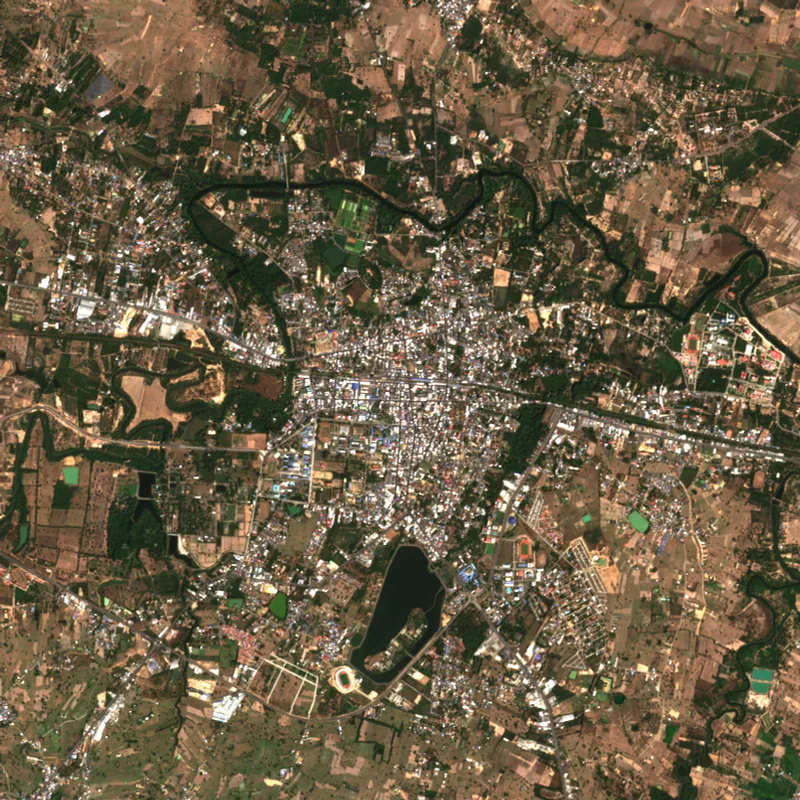 ภาพสีจริง Sentinel-2 ของศรีสะเกษ Feb 12, 2021