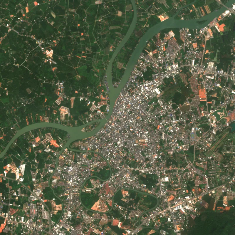 ภาพสีจริง Sentinel-2 ของสุราษฎร์ธานี Feb 11, 2018