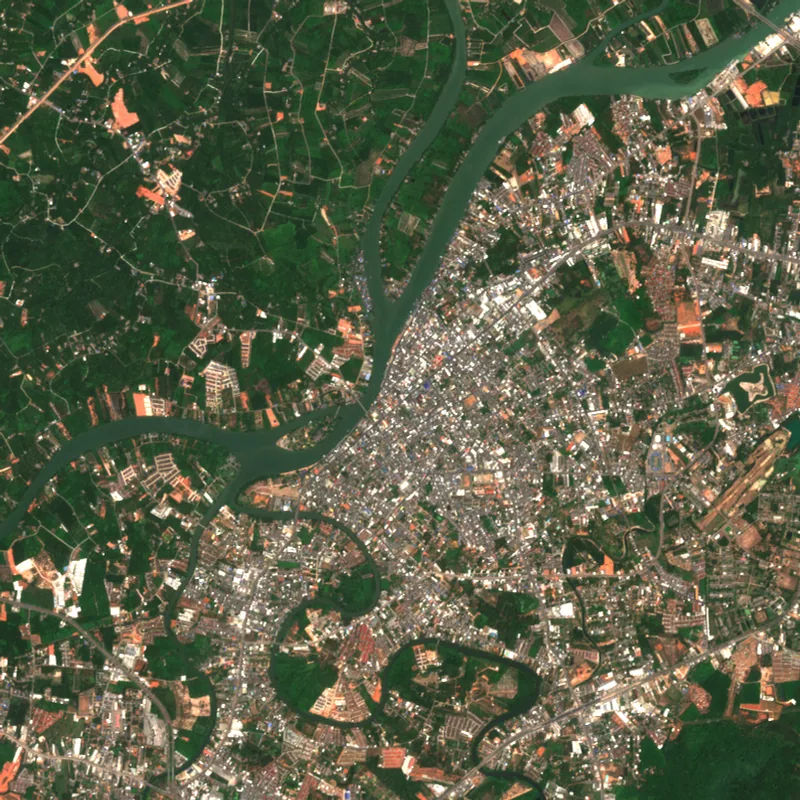 ภาพสีจริง Sentinel-2 ของสุราษฎร์ธานี Mar 23, 2019