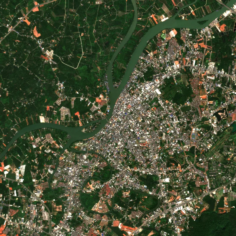 ภาพสีจริง Sentinel-2 ของสุราษฎร์ธานี Dec 23, 2019