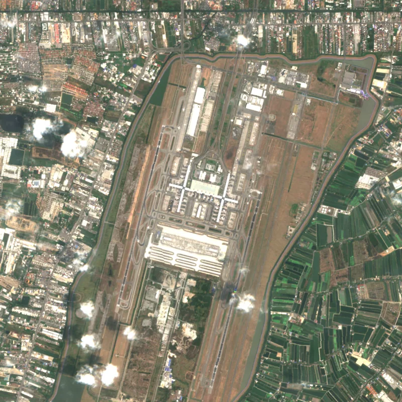 ภาพสีจริง Sentinel-2 ของสนามบินสุวรรณภูมิ สมุทรปราการ Mar 23, 2019