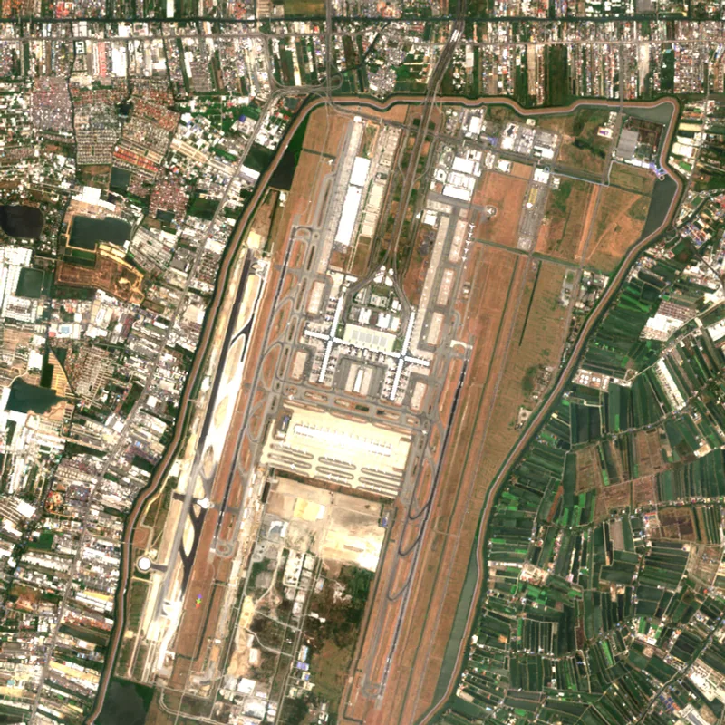ภาพสีจริง Sentinel-2 ของสนามบินสุวรรณภูมิ สมุทรปราการ Apr 21, 2023