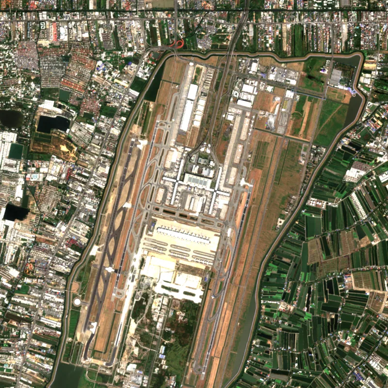 ภาพสีจริง Sentinel-2 ของสนามบินสุวรรณภูมิ สมุทรปราการ Dec 27, 2023