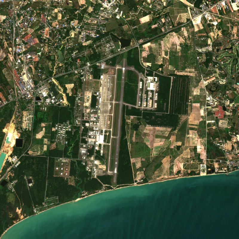 ภาพสีจริง Sentinel-2 ของสนามบินอู่ตะเภา ระยอง Jan 27, 2017