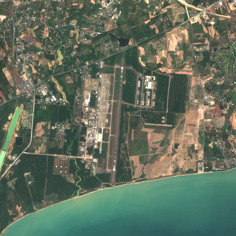 ภาพสีจริง Sentinel-2 ของสนามบินอู่ตะเภา ระยอง Feb 6, 2018