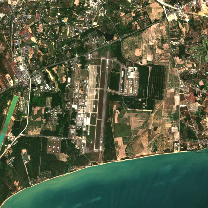 ภาพสีจริง Sentinel-2 ของสนามบินอู่ตะเภา ระยอง Jan 27, 2019